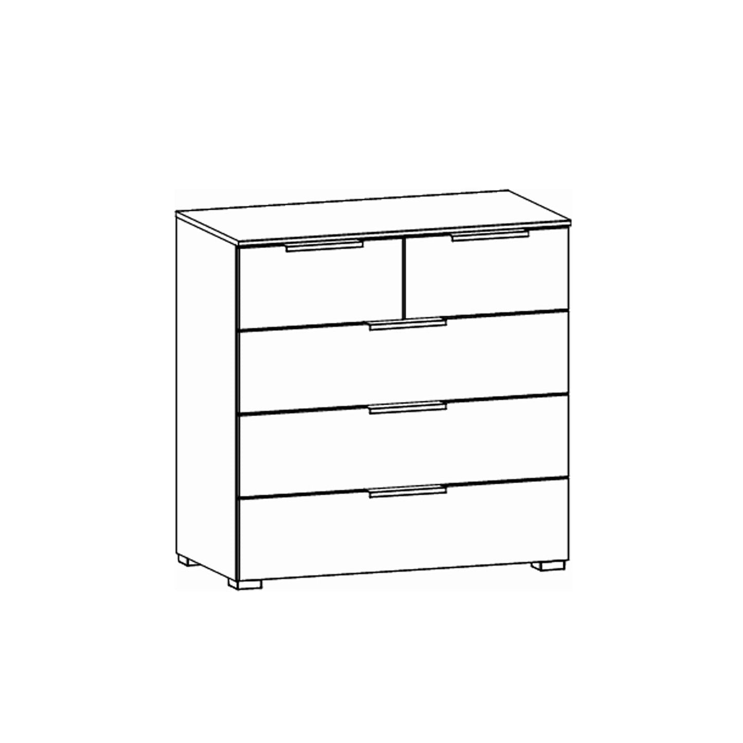 Rauch Maverick White High Gloss Chest of 5 Drawers - 80cm