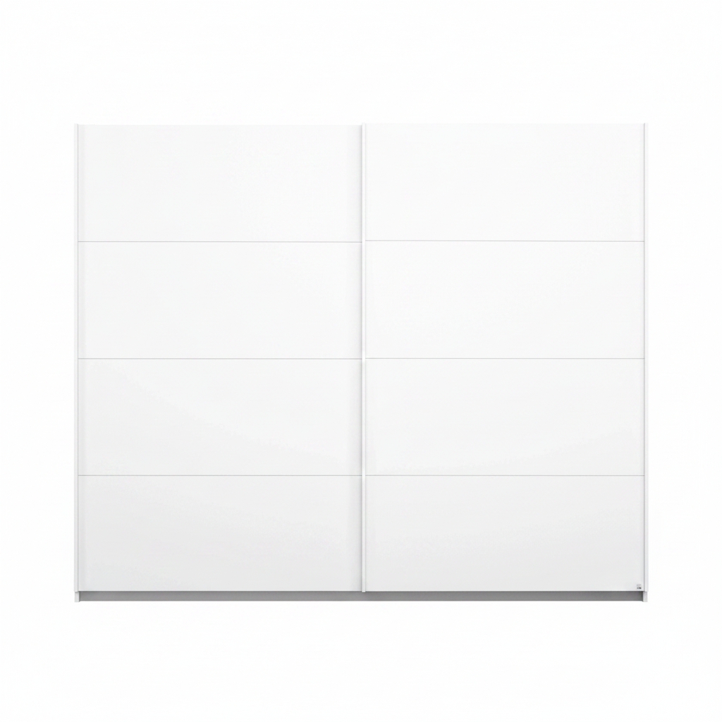 A modern Rauch Memphis Maverick Plain White sliding door wardrobe Width 226 Heigh 210cm