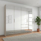 German-made Rauch Miramar Crystal wardrobe with a full mirror front across all doors and drawers. 201cm wide, four carcase colours. Free delivery.
