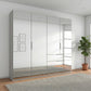 Rauch Miramar Crystal four door wardrobe with a full mirror front across all doors and drawers

