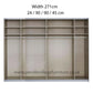 Rauch Champagne Perth Sliding Door Wardrobe with Mirror - Interior view with Compartments Dimensions