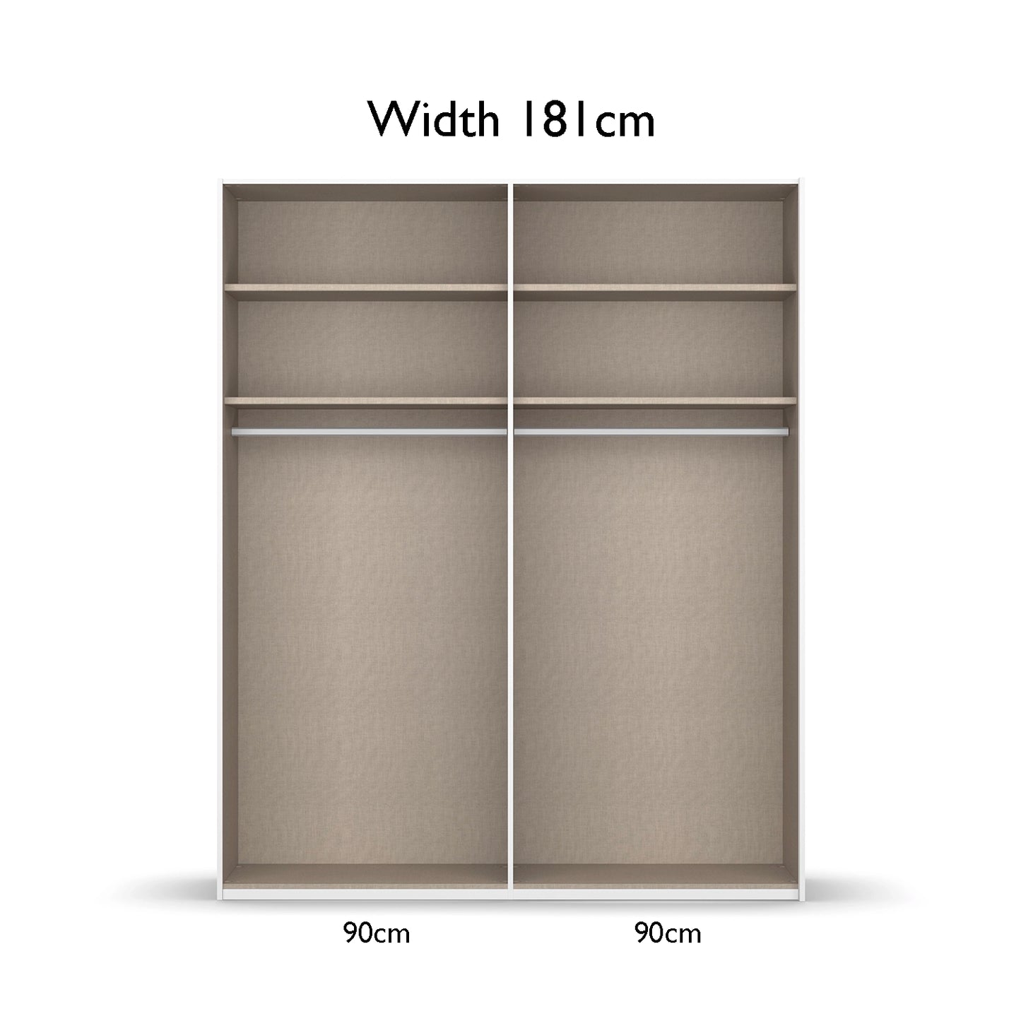 Rauch Perth 181cm Wardrobe Closet with dimensions labeled on a white background