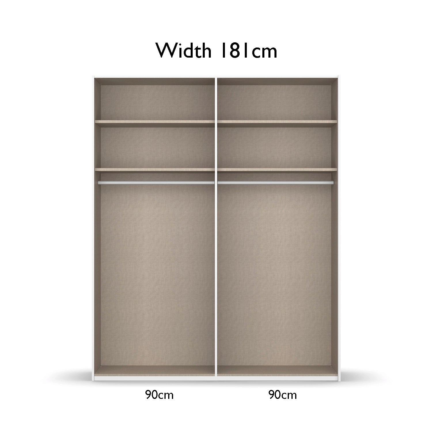 Rauch Perth 181cm Wardrobe Closet with dimensions labeled on a white background