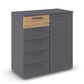 Rauch Miro 1 Door 5 Drawers Bedside Table in Metallic Grey & Artisan Oak