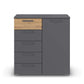 Rauch Miro 1 Door 5 Drawers Bedside Table in Metallic Grey & Artisan Oak front view