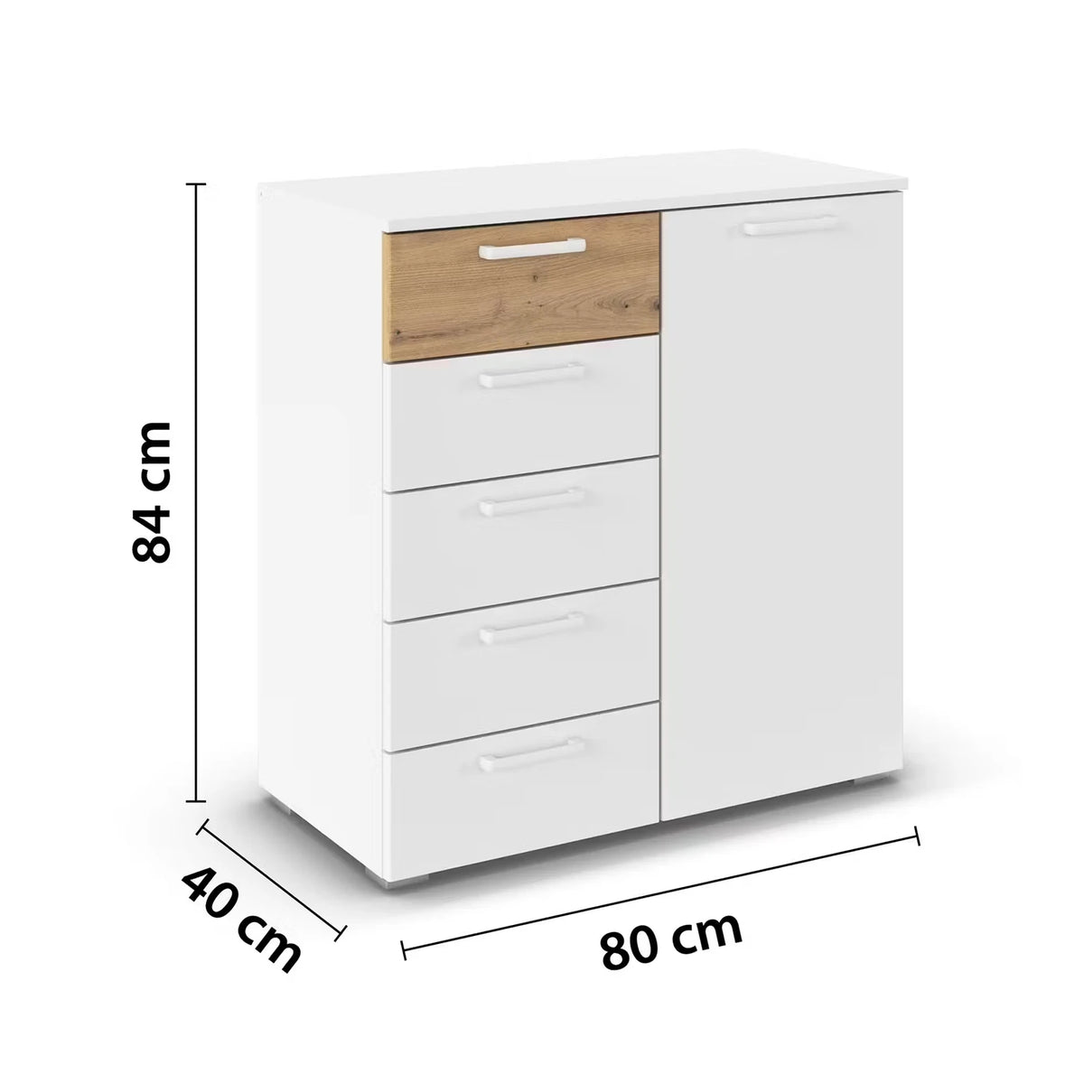 Rauch Miro 1 Door 5 Drawers Bedside Table Dimensions