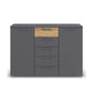 Rauch Miro 2 Door 5 Drawers Bedside Table in Metallic Grey & Artisan Oak front view