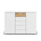 Rauch Miro 2 Door 5 Drawers Bedside Table in Alpine White & Artisan Oak front view