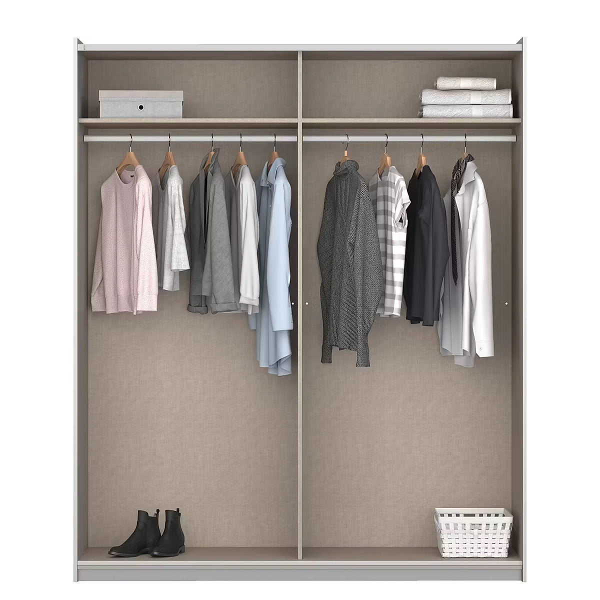 Rauch Miro 2 Door Sliding Wardrobe internal compartments lifestyle image