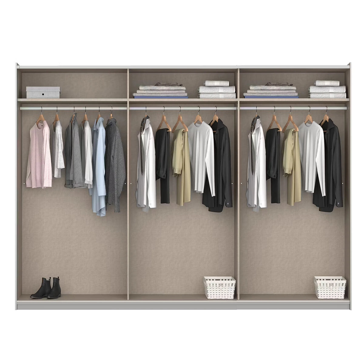 Rauch Miro 2 Door Sliding Wardrobe internal compartments lifestyle image