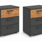 Rauch Miro 3 Drawer Bedside Table Pair in Metallic Grey & Artisan Oak