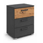 Rauch Miro 3 Drawer Bedside Table in Metallic Grey & Artisan Oak styled in a modern bedroom