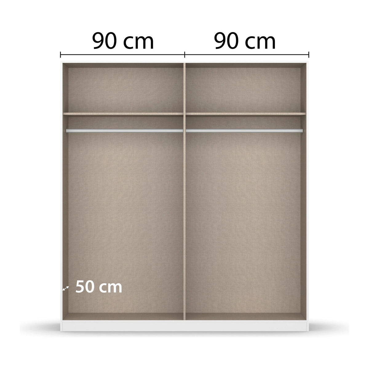Rauch Miro 4 Door Hinged Wardrobe With Mirror internal compartments dimensions