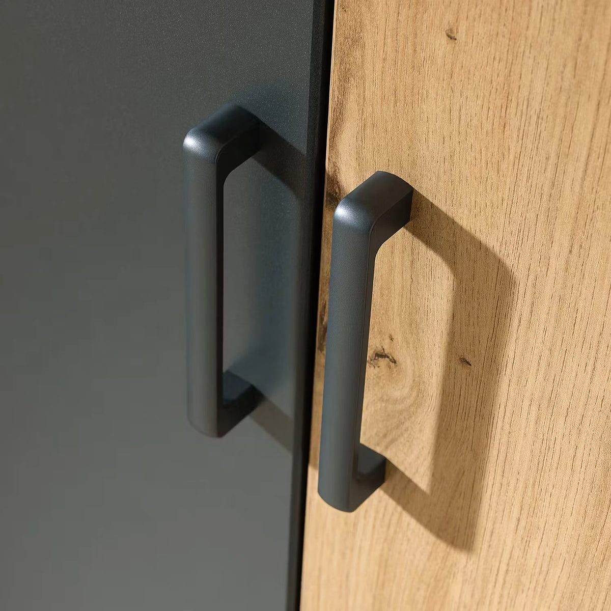 Rauch Miro 4 Door Hinged Wardrobe With Mirror handles closeup view
