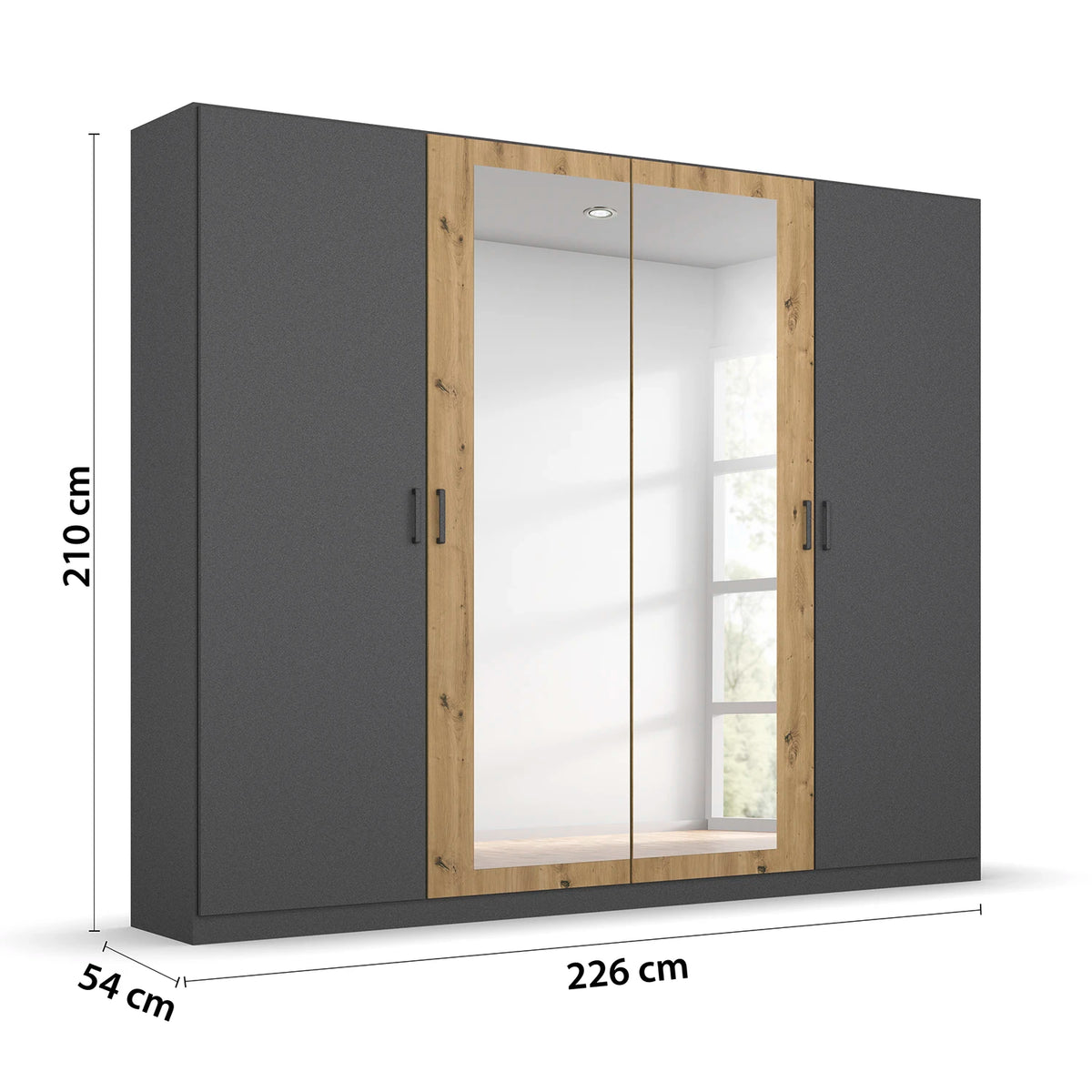 Rauch Miro 4 Door Hinged Wardrobe With Mirror Dimensions