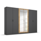 Rauch Miro 6 Door Hinged Wardrobe 271cm With Mirror in Metallic Grey