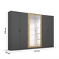 Rauch Miro 6 Door Hinged Wardrobe 271cm With Mirror Dimensions