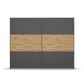 Rauch Miro 2 Door Sliding Wardrobe in Metallic Grey & Artisan Oak front view