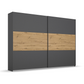 Rauch Miro 2 Door Sliding Wardrobe in Metallic Grey & Artisan Oak