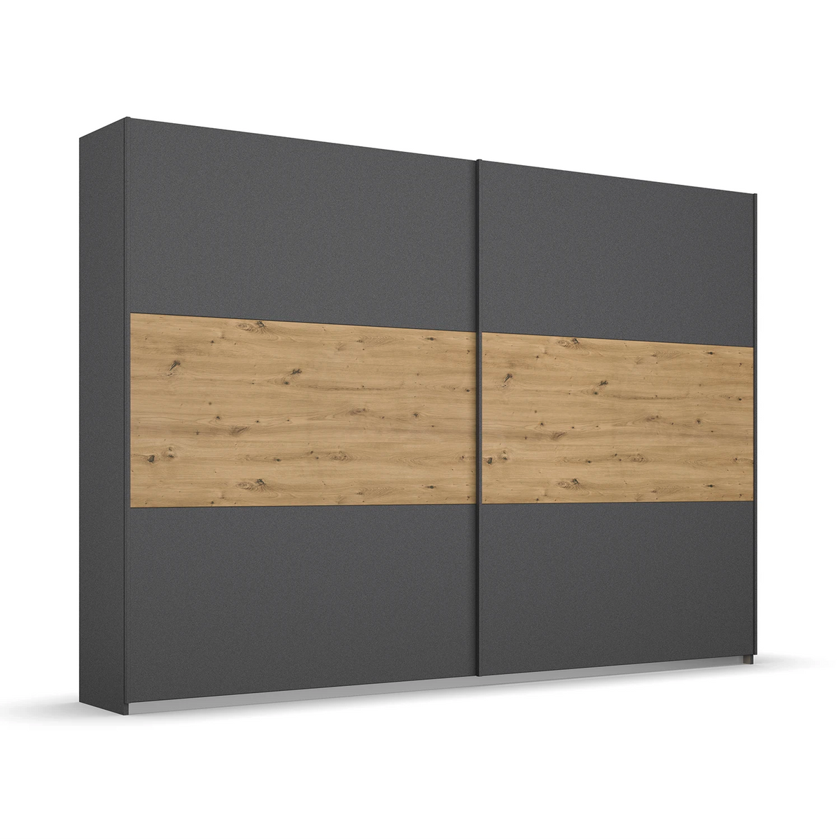 Rauch Miro 2 Door Sliding Wardrobe in Metallic Grey & Artisan Oak