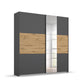 Rauch Miro 2 Door Sliding Wardrobe With Mirror in Metallic Grey & Artisan Oak