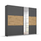 Rauch Miro 2 Door Sliding Wardrobe With Mirror in Metallic Grey & Artisan Oak