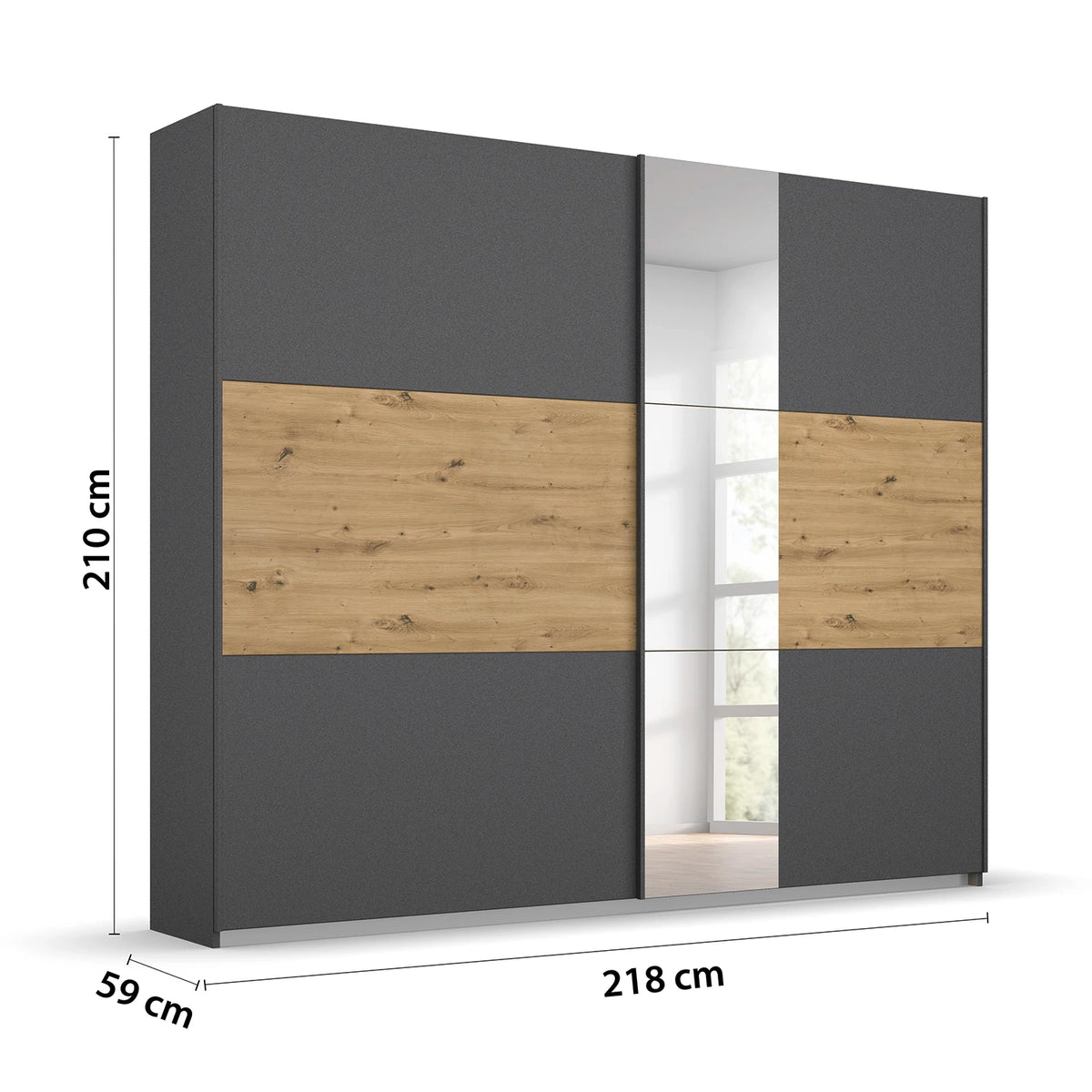 Rauch Miro 2 Door Sliding Wardrobe With Mirror Dimensions