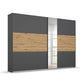 Rauch Miro 2 Door Sliding Wardrobe With Mirror in Metallic Grey & Artisan Oak
