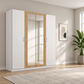 Rauch Miro 4 Door Hinged Wardrobe With Mirror in alpine White styled in a modern bedroom