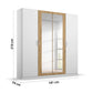 Rauch Miro 4 Door Hinged Wardrobe With Mirror Dimensions