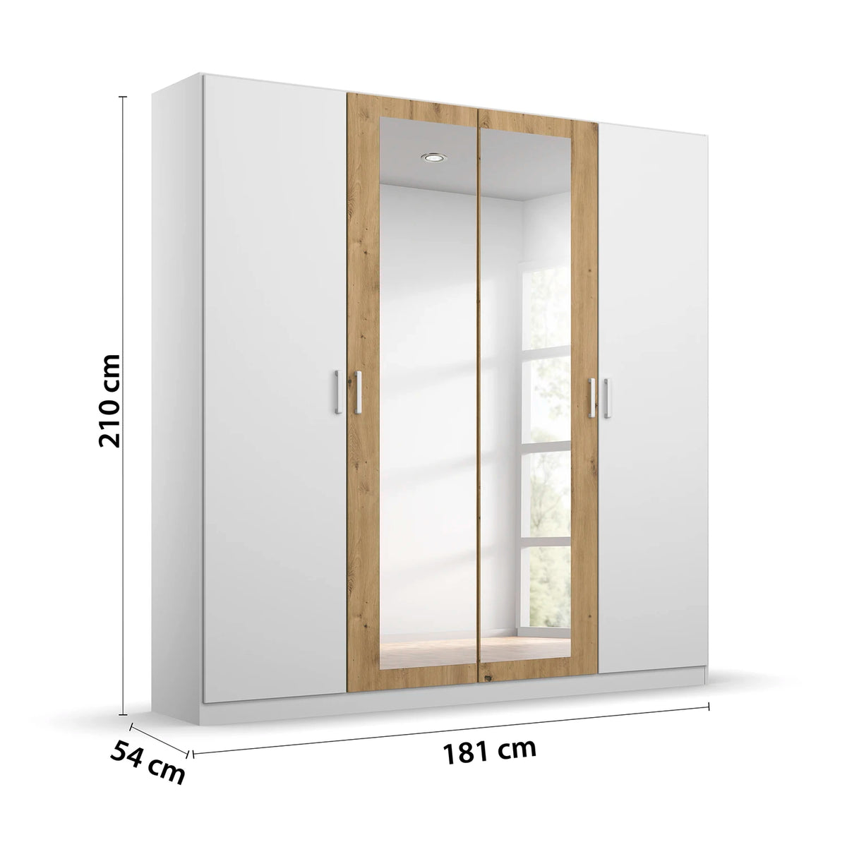 Rauch Miro 4 Door Hinged Wardrobe With Mirror Dimensions