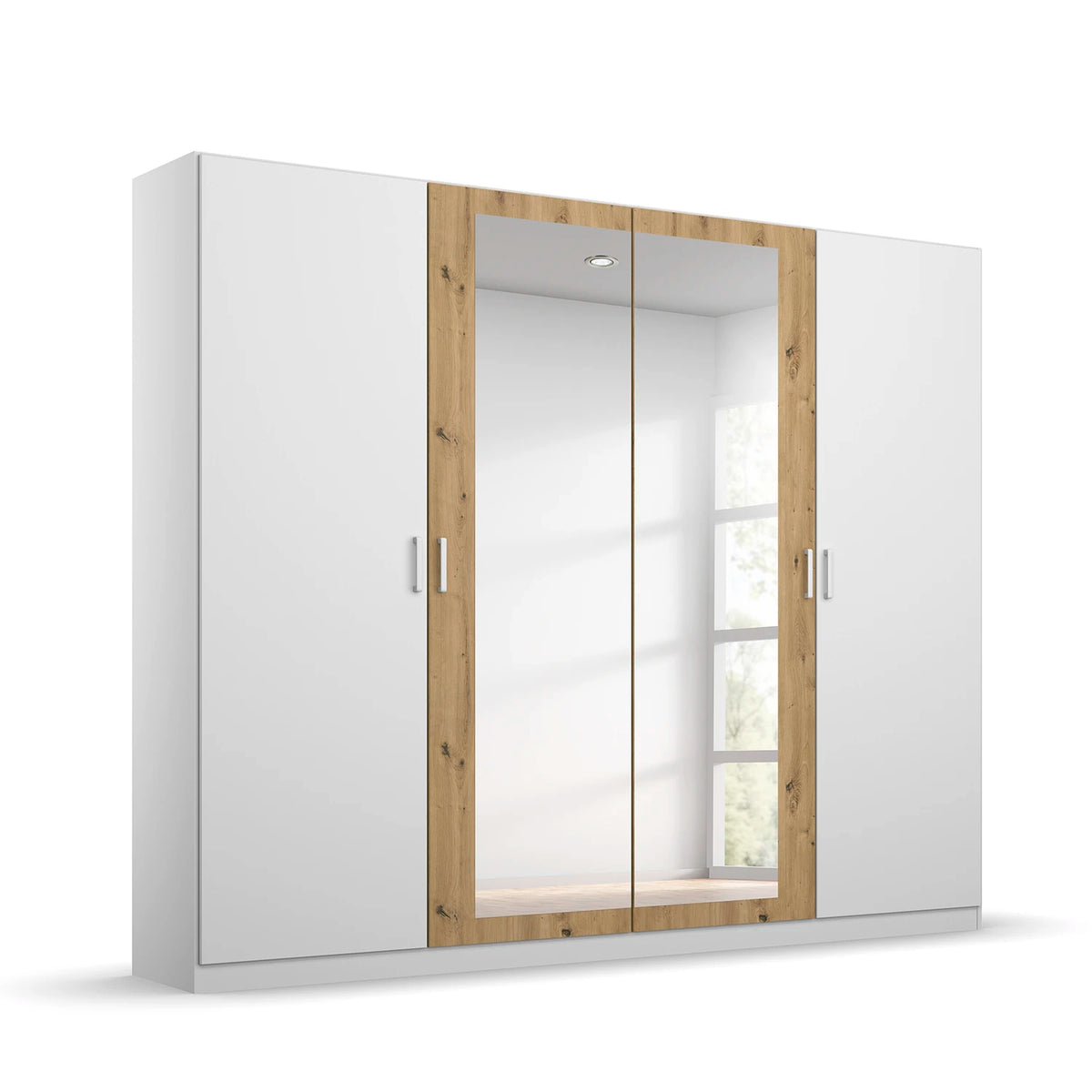 Rauch Miro 4 Door Hinged Wardrobe With Mirror in Alpine White