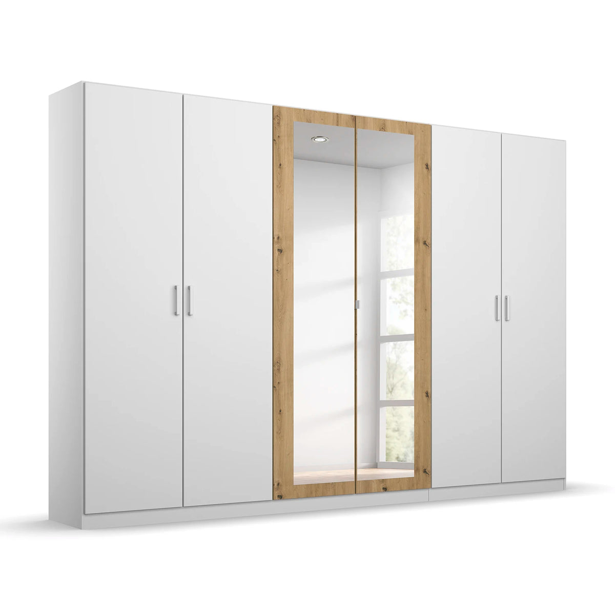 Rauch Miro 6 Door Hinged Wardrobe 271cm With Mirror in Alpine White