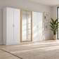 Rauch Miro 6 Door Hinged Wardrobe 271cm With Mirror in Alpine White styled in a modern bedroom