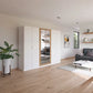 Rauch Miro 6 Door Hinged Wardrobe 271cm With Mirror in Alpine White styled in a beautiful bedroom