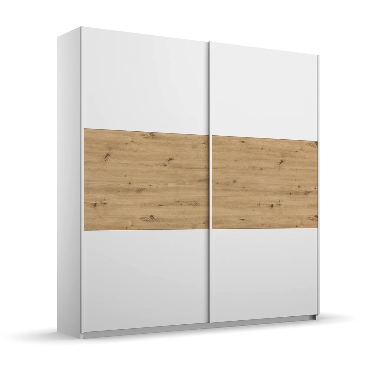 Rauch Miro 2 Door Sliding Wardrobe in Alpine White & Metallic Grey