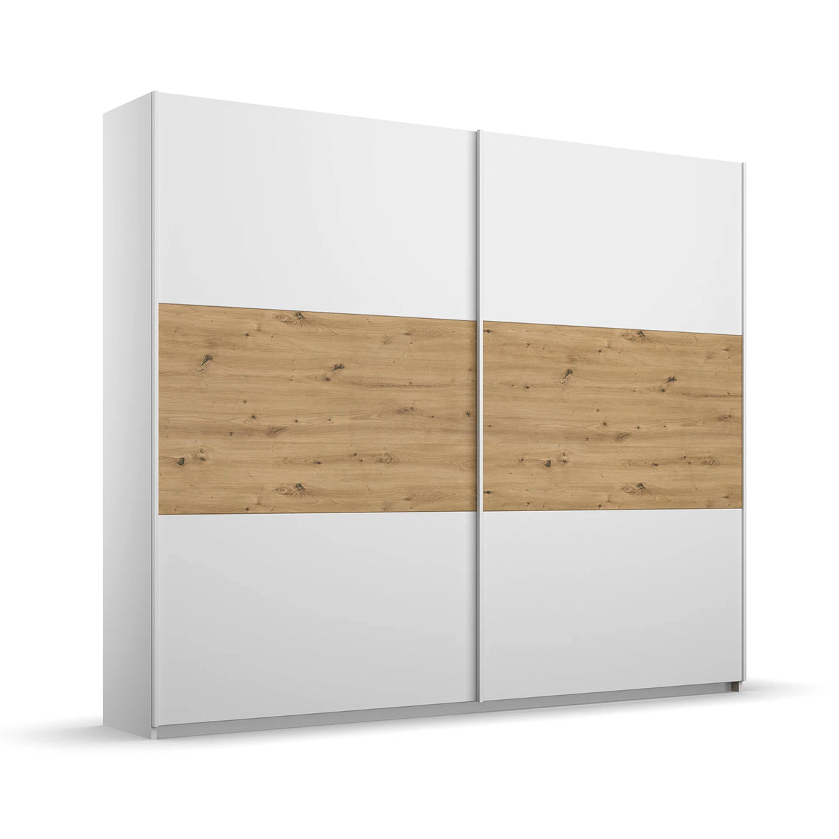 Rauch Miro 2 Door Sliding Wardrobe in Alpine White & Artisan Oak