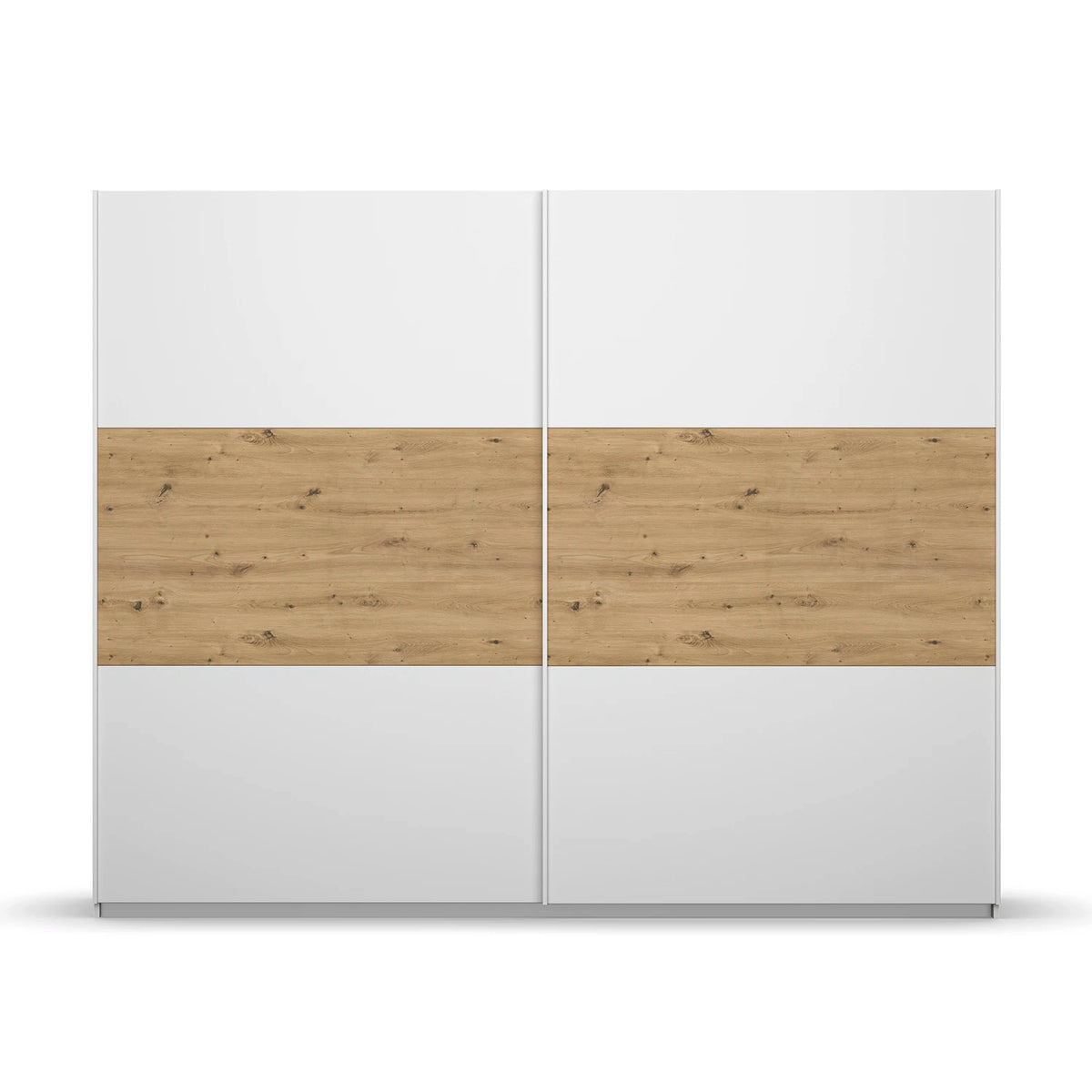 Rauch Miro 2 Door Sliding Wardrobe inn Alpine White & Artisan Oak front view