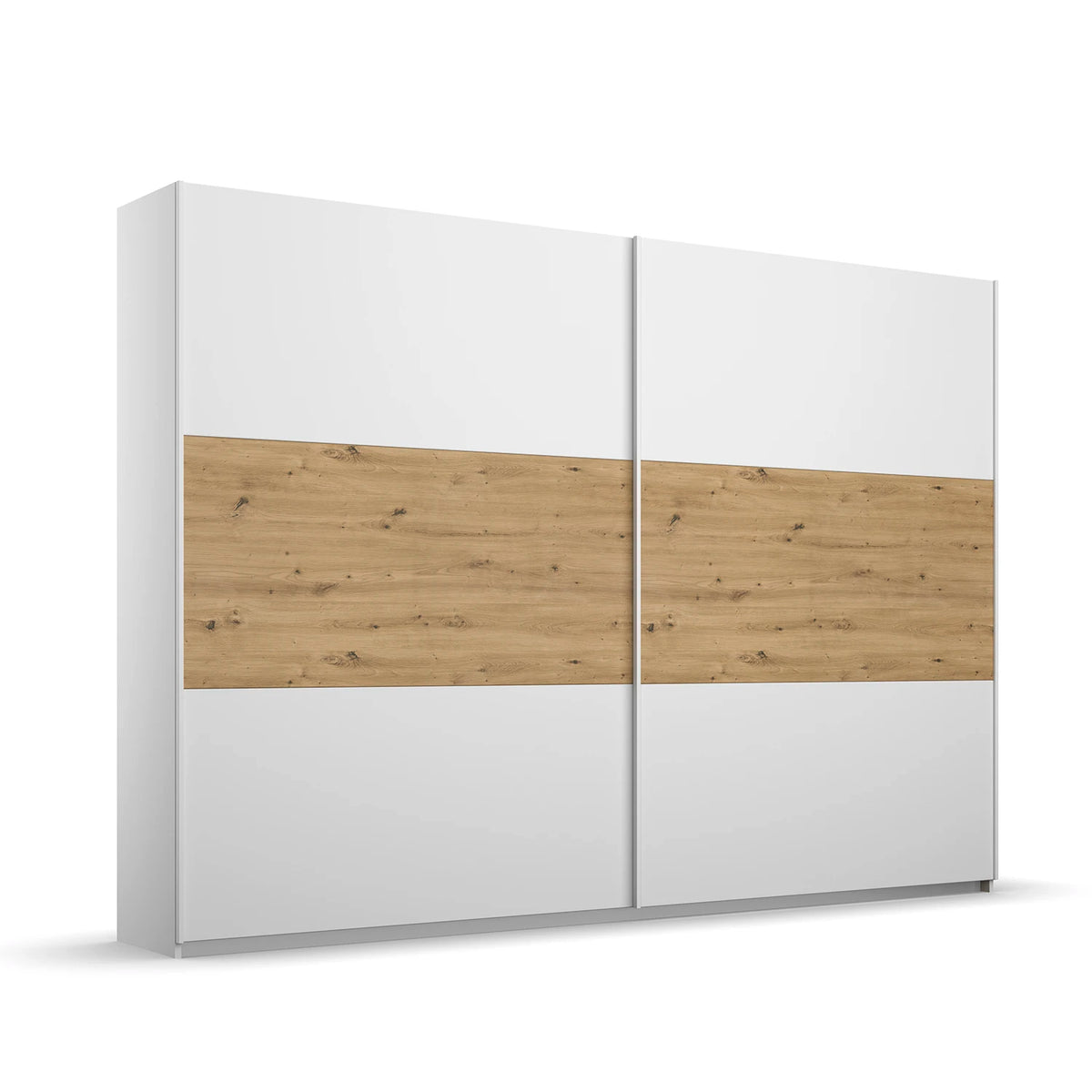 Rauch Miro 2 Door Sliding Wardrobe in Alpine White & Artisan Oak