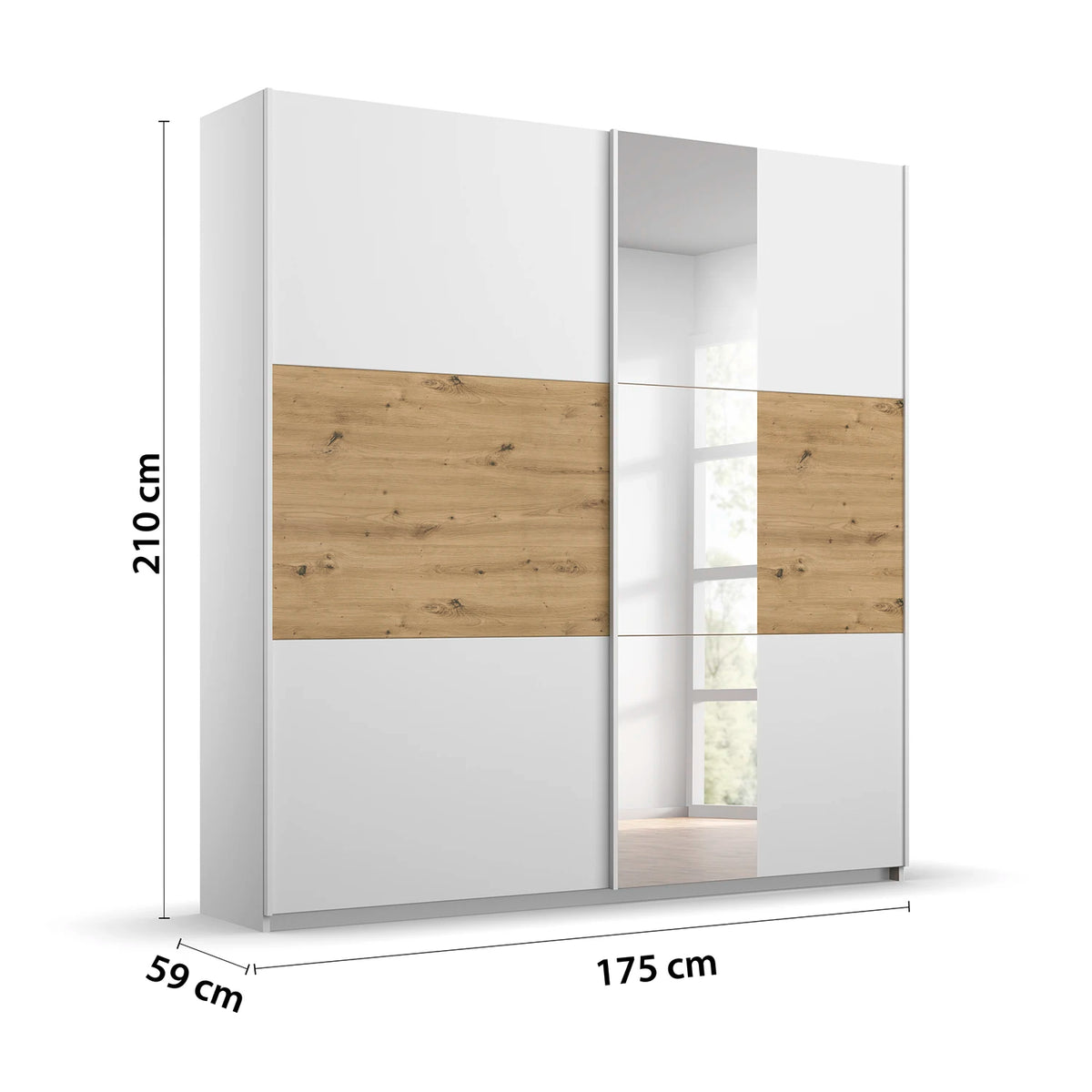 Rauch Miro 2 Door Sliding Wardrobe With Mirror Dimensions
