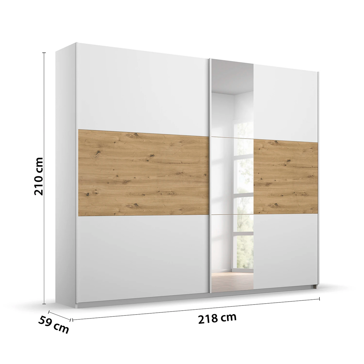 Rauch Miro 2 Door Sliding Wardrobe With Mirror Dimensions