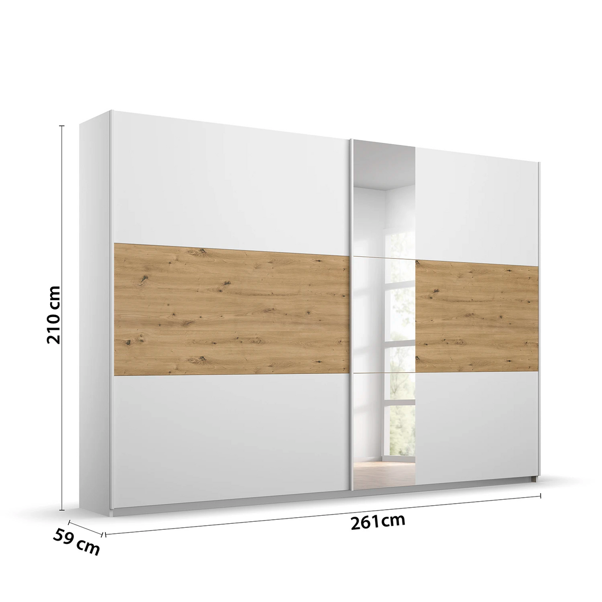 Rauch Miro 2 Door Sliding Wardrobe With Mirror Dimensions
