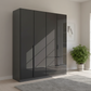 Rauch Black 4 Door Wardrobe with Drawers Width 181cm Height 210cm