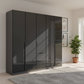 Rauch Modern Black large 5 Door Hinged Wardrobe with Drawers 