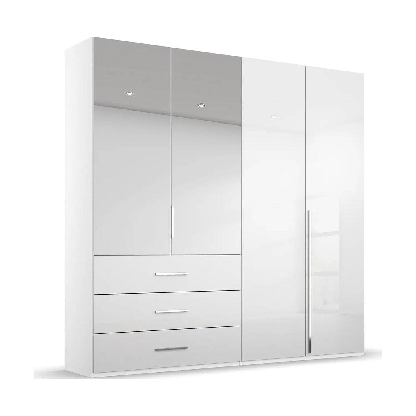 Rauch Montclar White High Gloss 4 Door Wardrobe with Drawers - Pendle Village Furniture