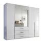 Rauch Montclar White High Gloss 5 Door Wardrobe with Drawers & Mirror