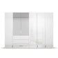 Rauch Montclar White High Gloss 6 Door Wardrobe with Drawers & Mirror - Front view