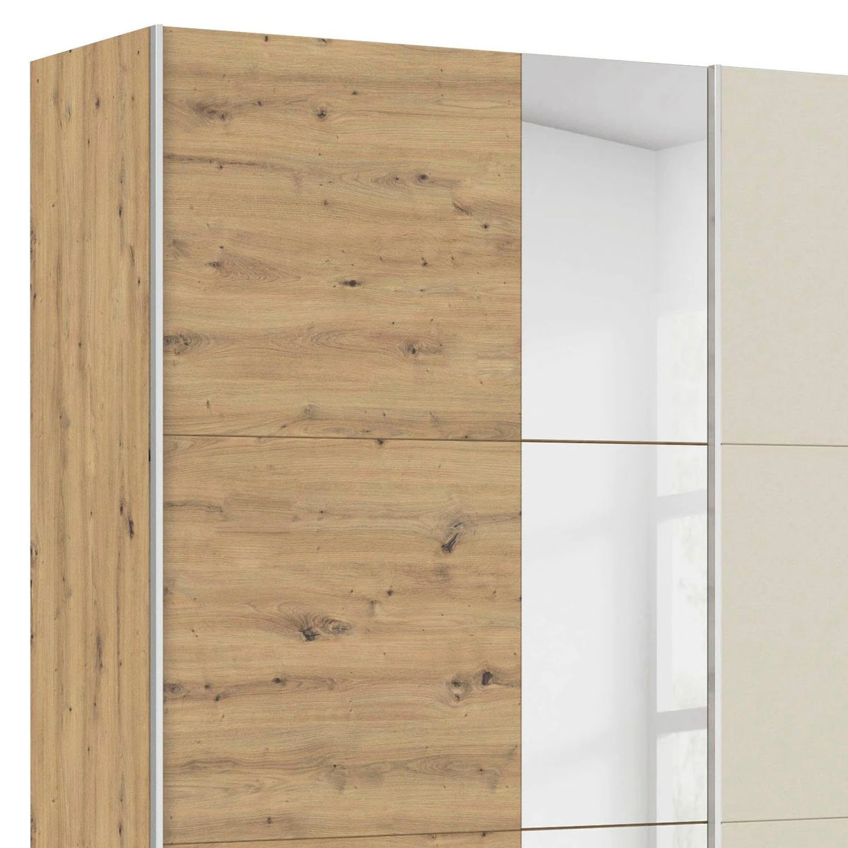 Rauch Monza 2 Door Sliding Wardrobe in Artisan Oak & Champagne Closeup view