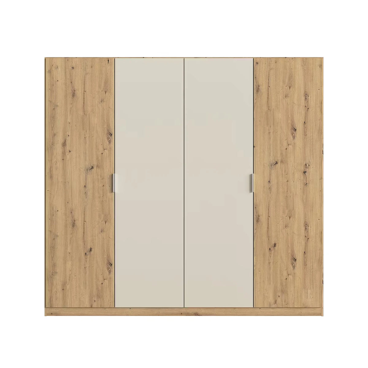 Rauch Monza 4 Door Hinged Door Wardrobe in Oak & Champagne front view