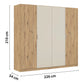 Rauch Monza 4 Door Hinged Door Wardrobe in Oak Dimensions
